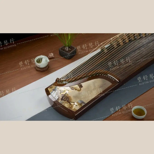 Haitang Guzheng 海棠国乐古筝 carved paulownia Cloisonne Enamel 掐丝珐琅 Kunning坤宁 East Indian Rosewood 阔叶黄檀