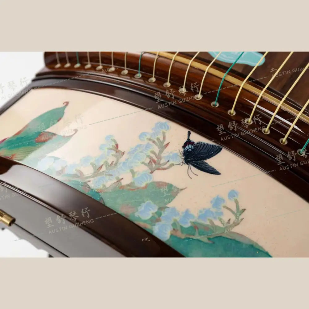 Haitang Guzheng 海棠国乐古筝 carved paulownia with painting print 铃兰 Linglan East Indian Rosewood 阔叶黄檀
