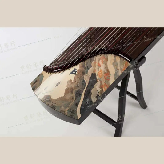 Haitang Guzheng 海棠国乐古筝 carved paulownia with print 漆画挖筝 Silkroad Series 丝绸之路系列 Dunhuang 敦煌 East Indian Rosewood 阔叶黄檀