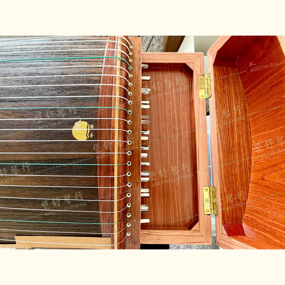 Huali Guzheng 上海华黎古筝 Bubinga 花梨木 with shell inlay lotus flower 贝雕荷塘月色 Bubinga 花梨木