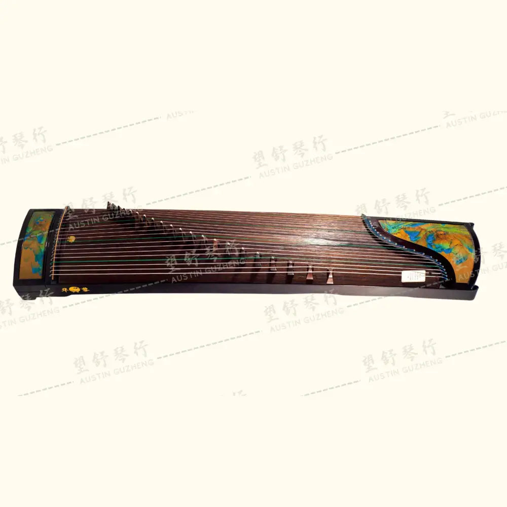 Huali Guzheng 上海华黎古筝 East Indian Rosewood 阔叶黄檀 painting of mountains 漆画千里江山 East Indian Rosewood 阔叶黄檀