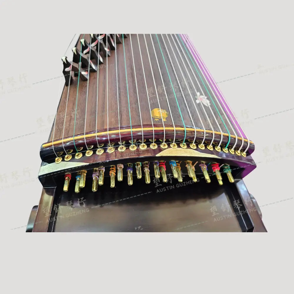 Huali Guzheng 上海华黎古筝 Madagascar Rosewood 玫瑰紫檀 Silver Foil With Lacquer Painting 银箔漆画 Madagascar Rosewood 玫瑰紫檀