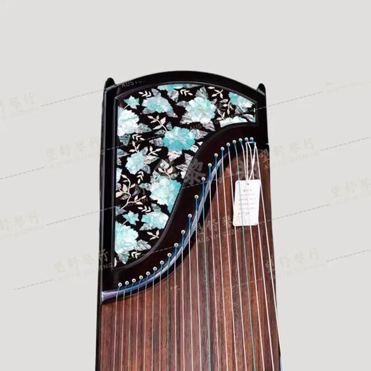 Huali Guzheng 上海华黎古筝 Madagascar Rosewood with Pearl Inlay Flowers 玫瑰紫檀贝雕蔚蓝满园 Madagascar Rosewood 玫瑰紫檀