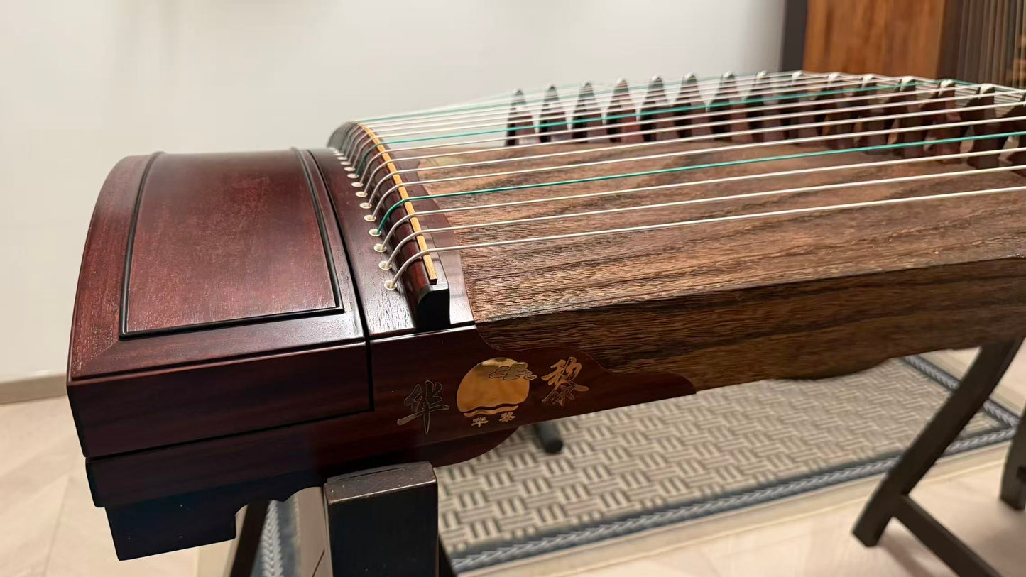 Huali Single-piece Carved Guzheng Zambia Rosewood 华黎整挖筝 赞比亚血檀素面