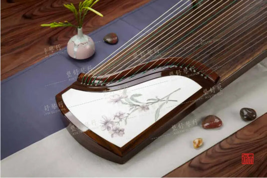 Haitang Guzheng 海棠古筝 carved paulownia with embroidery 刺绣挖筝 YouLan 幽兰 East Indian Rosewood 阔叶黄檀