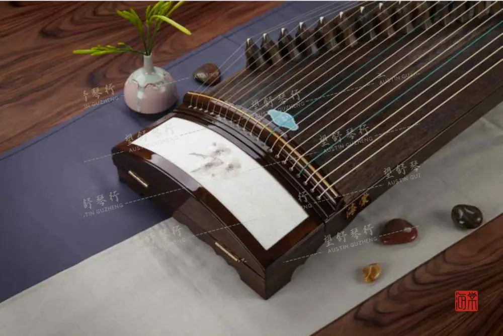 Haitang Guzheng 海棠古筝 carved paulownia with embroidery 刺绣挖筝 YouLan 幽兰 East Indian Rosewood 阔叶黄檀