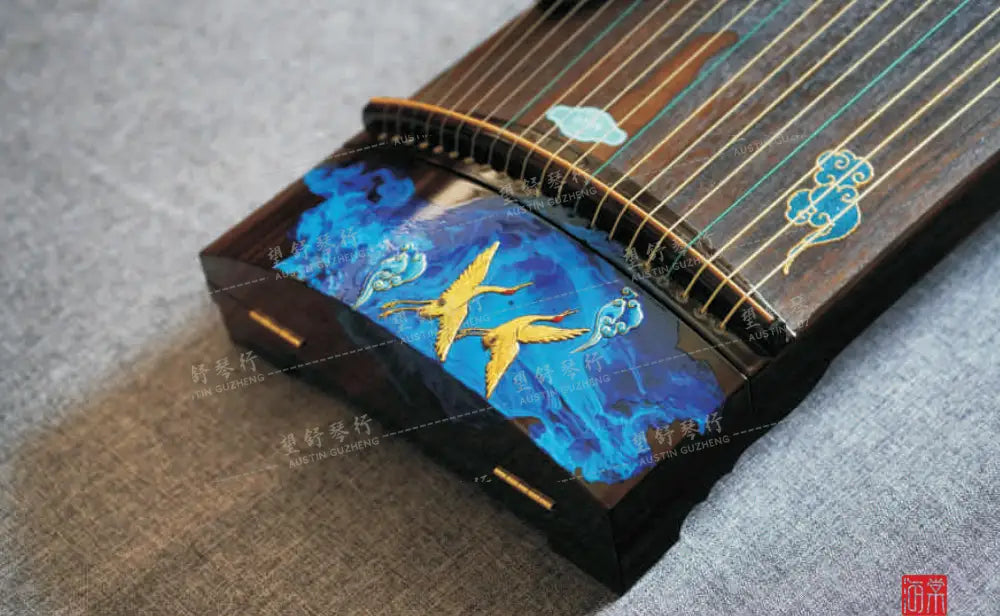 Haitang Guzheng 海棠国乐古筝 carved paulownia with 3D painting 浮雕漆画挖筝 Liuli 琉璃 East Indian Rosewood 阔叶黄檀