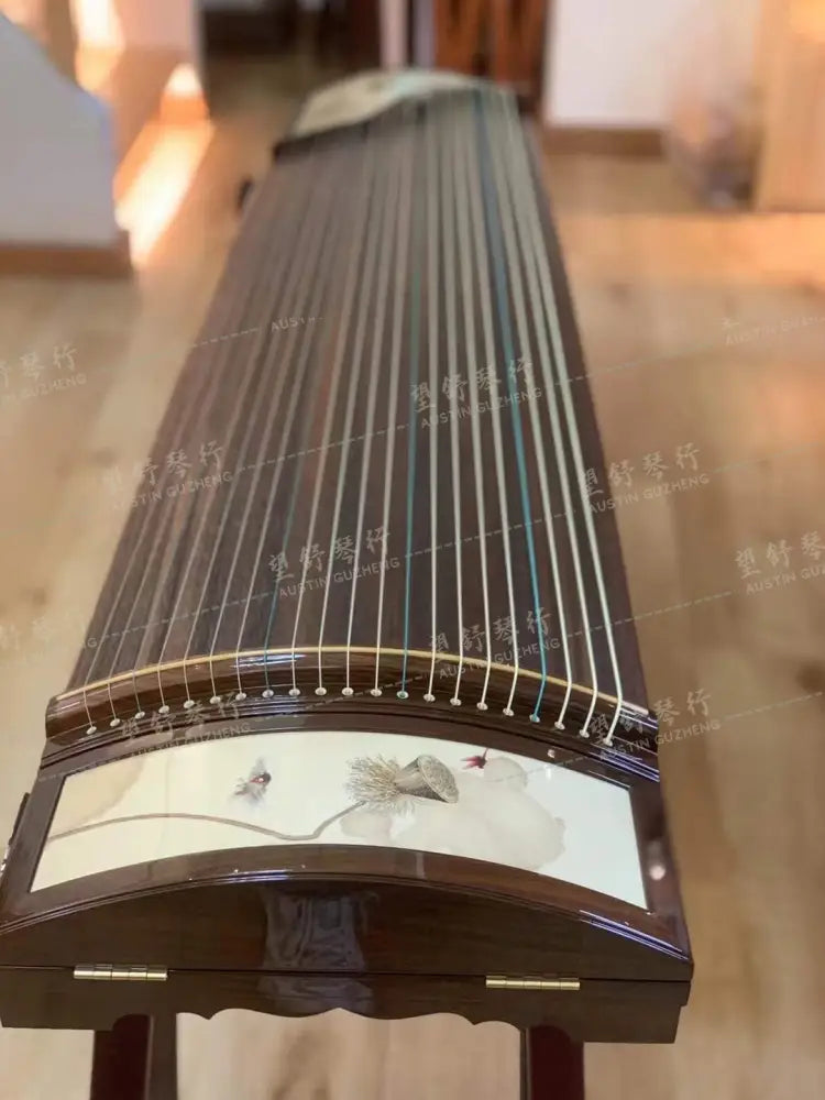 Haitang Guzheng 海棠国乐古筝 carved paulownia with Chinese painting print 国画烤漆挖筝 Scent of Autumn Qiu Yi Nong 秋意浓 East Indian