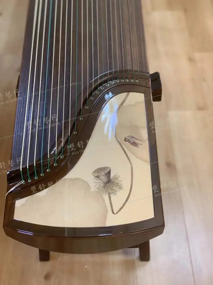 Haitang Guzheng 海棠国乐古筝 carved paulownia with Chinese painting print 国画烤漆挖筝 Scent of Autumn Qiu Yi Nong 秋意浓 East Indian