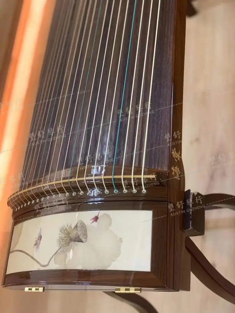 Haitang Guzheng 海棠国乐古筝 carved paulownia with Chinese painting print 国画烤漆挖筝 Scent of Autumn Qiu Yi Nong 秋意浓 East Indian