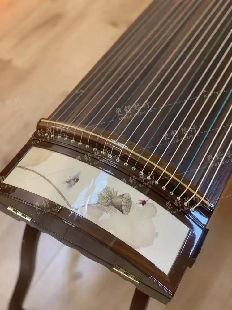 Haitang Guzheng 海棠国乐古筝 carved paulownia with Chinese painting print 国画烤漆挖筝 Scent of Autumn Qiu Yi Nong 秋意浓 East Indian