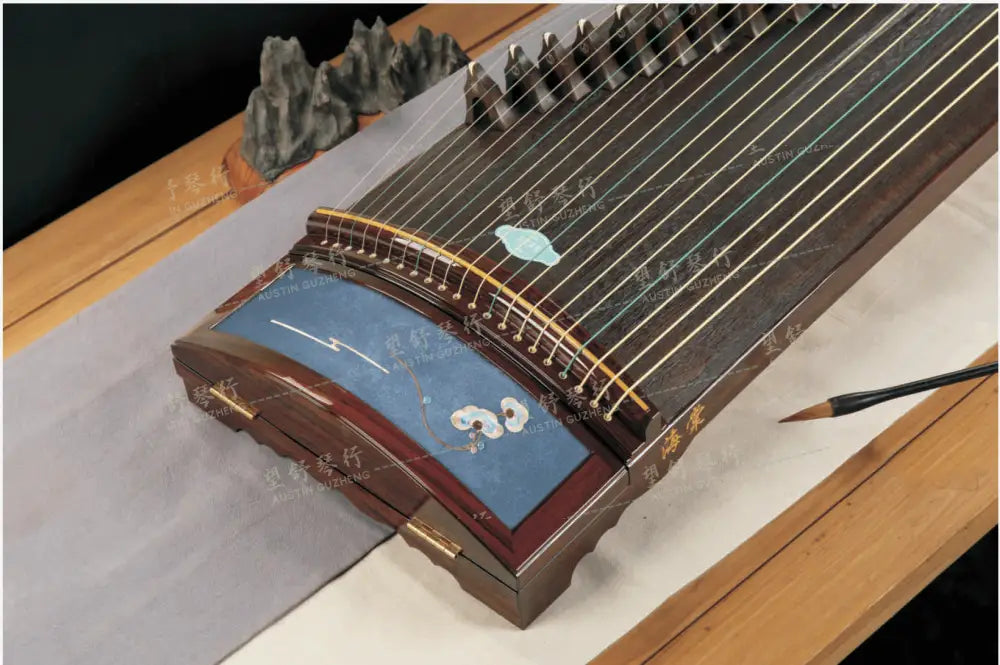 Haitang Guzheng 海棠国乐古筝 carved paulownia with embroidery 刺绣挖筝 Ruyi 如一 East Indian Rosewood 阔叶黄檀