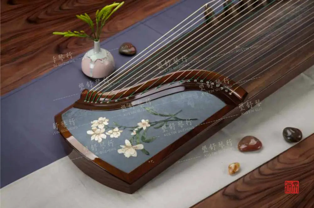 Haitang Guzheng 海棠国乐古筝 carved paulownia with embroidery 刺绣挖筝 YuWanFangLan 毓婉芳兰 East Indian Rosewood 阔叶黄檀