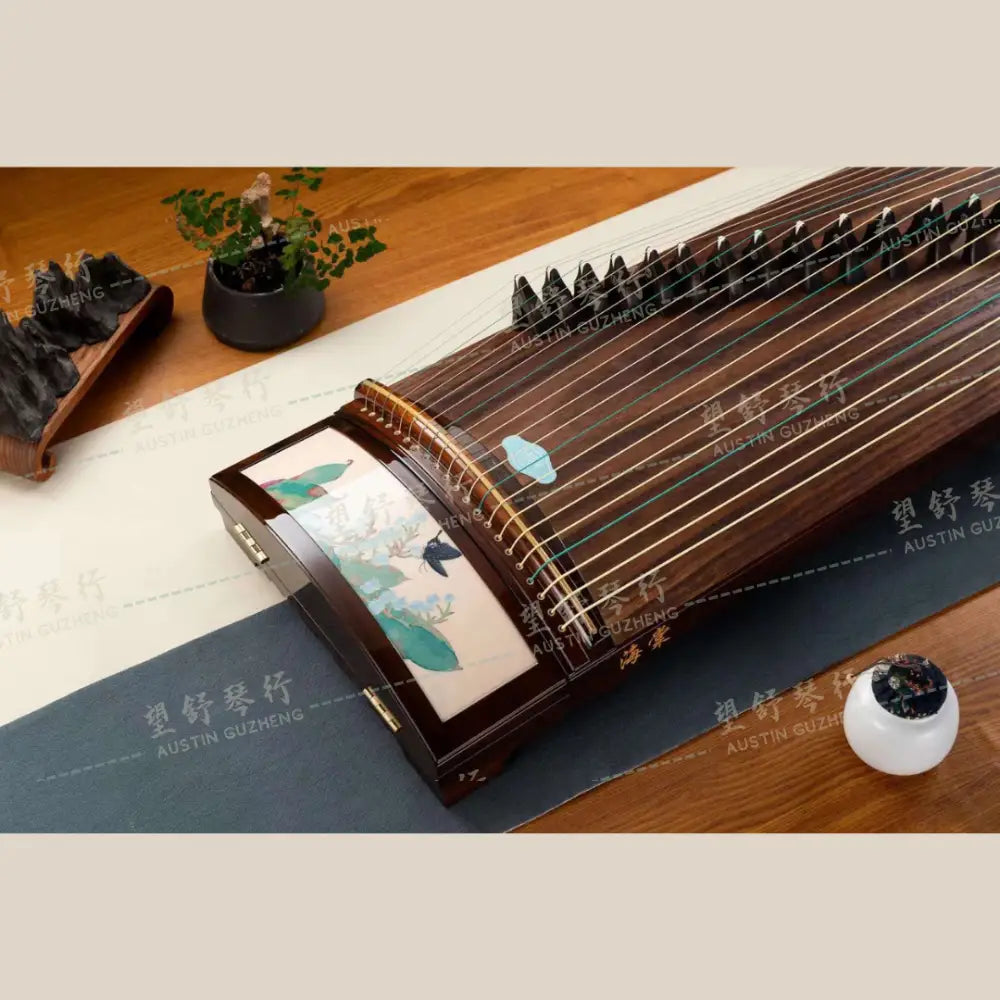 Haitang Guzheng 海棠国乐古筝 carved paulownia with painting print 铃兰 Linglan East Indian Rosewood 阔叶黄檀