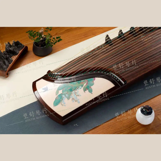 Haitang Guzheng 海棠国乐古筝 carved paulownia with painting print 铃兰 Linglan East Indian Rosewood 阔叶黄檀
