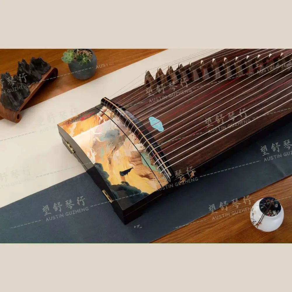 Haitang Guzheng 海棠国乐古筝 carved paulownia with print 漆画挖筝 Silkroad Series 丝绸之路系列 Changan 长安 East Indian Rosewood 阔叶黄檀