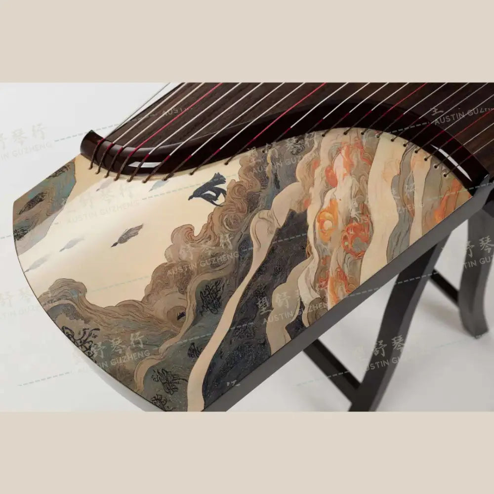 Haitang Guzheng 海棠国乐古筝 carved paulownia with print 漆画挖筝 Silkroad Series 丝绸之路系列 Dunhuang 敦煌 East Indian Rosewood 阔叶黄檀