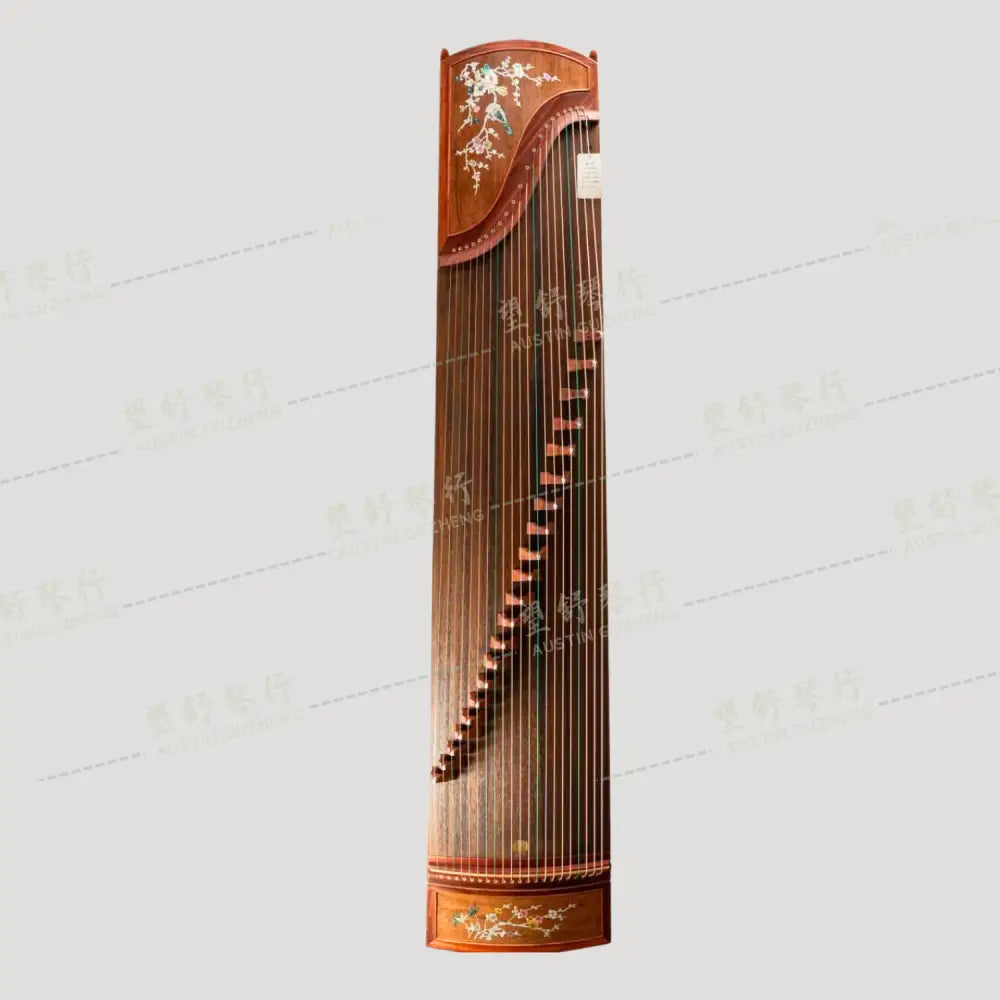 Huali Guzheng 上海华黎古筝 Bubinga 花梨木 with shell inlay birds and flowers 贝雕鸟语花香 Bubinga 花梨木