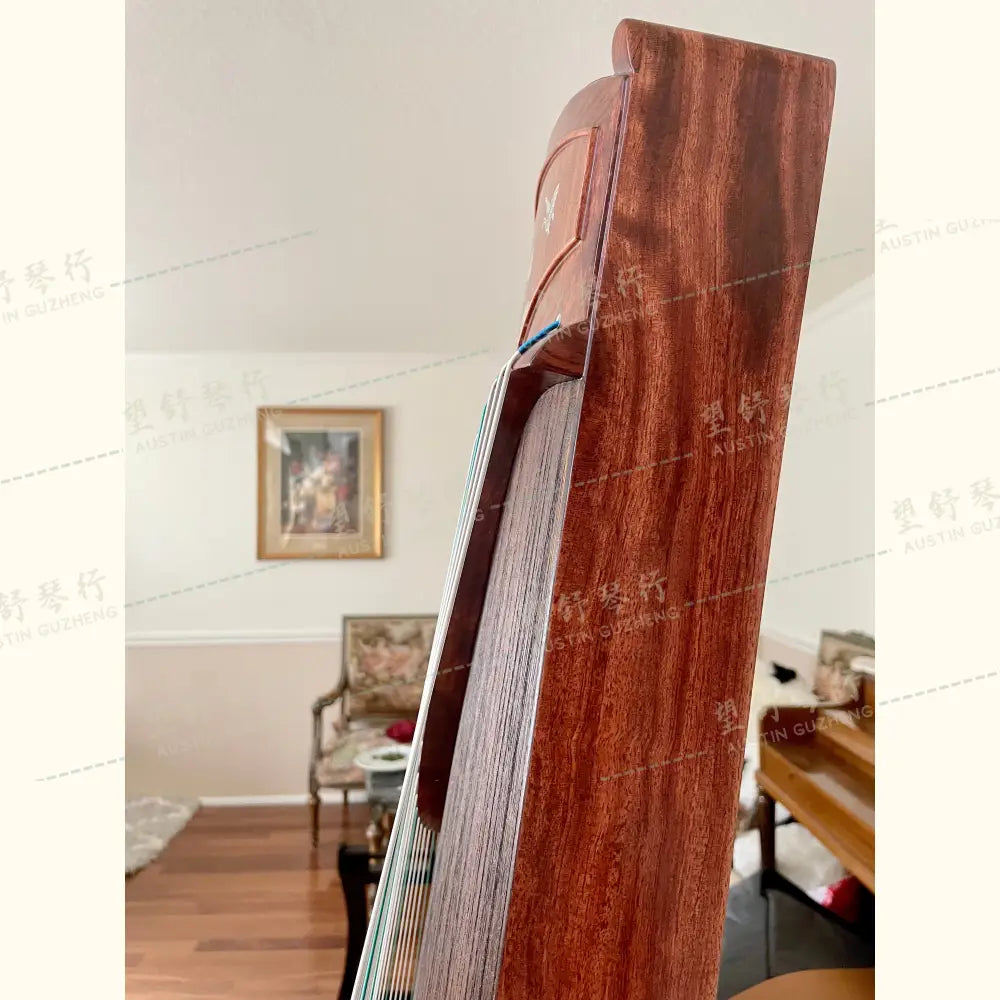 Huali Guzheng 上海华黎古筝 Bubinga 花梨木 with shell inlay birds and flowers 贝雕鸟语花香 Bubinga 花梨木