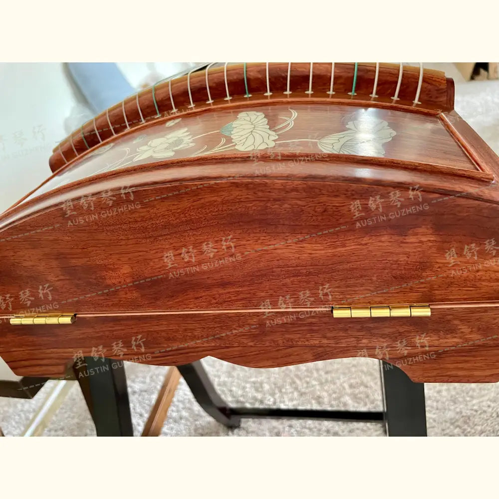 Huali Guzheng 上海华黎古筝 Bubinga 花梨木 with shell inlay birds and flowers 贝雕鸟语花香 Bubinga 花梨木