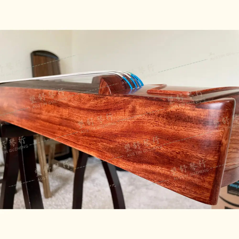 Huali Guzheng 上海华黎古筝 Bubinga 花梨木 with shell inlay lotus flower 贝雕荷塘月色 Bubinga 花梨木