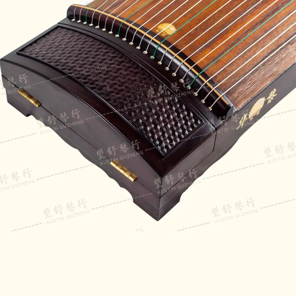 Huali Guzheng 上海华黎古筝 East Indian Rosewood 阔叶黄檀 sculpted armour 浮雕金戈铁马 East Indian Rosewood 阔叶黄檀