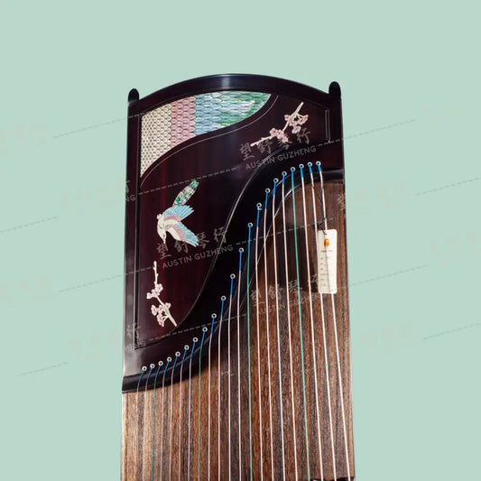 Huali Guzheng 上海华黎古筝 East Indian Rosewood 阔叶黄檀 shell inlay birds and flowers 彩贝雀跃 East Indian Rosewood 阔叶黄檀