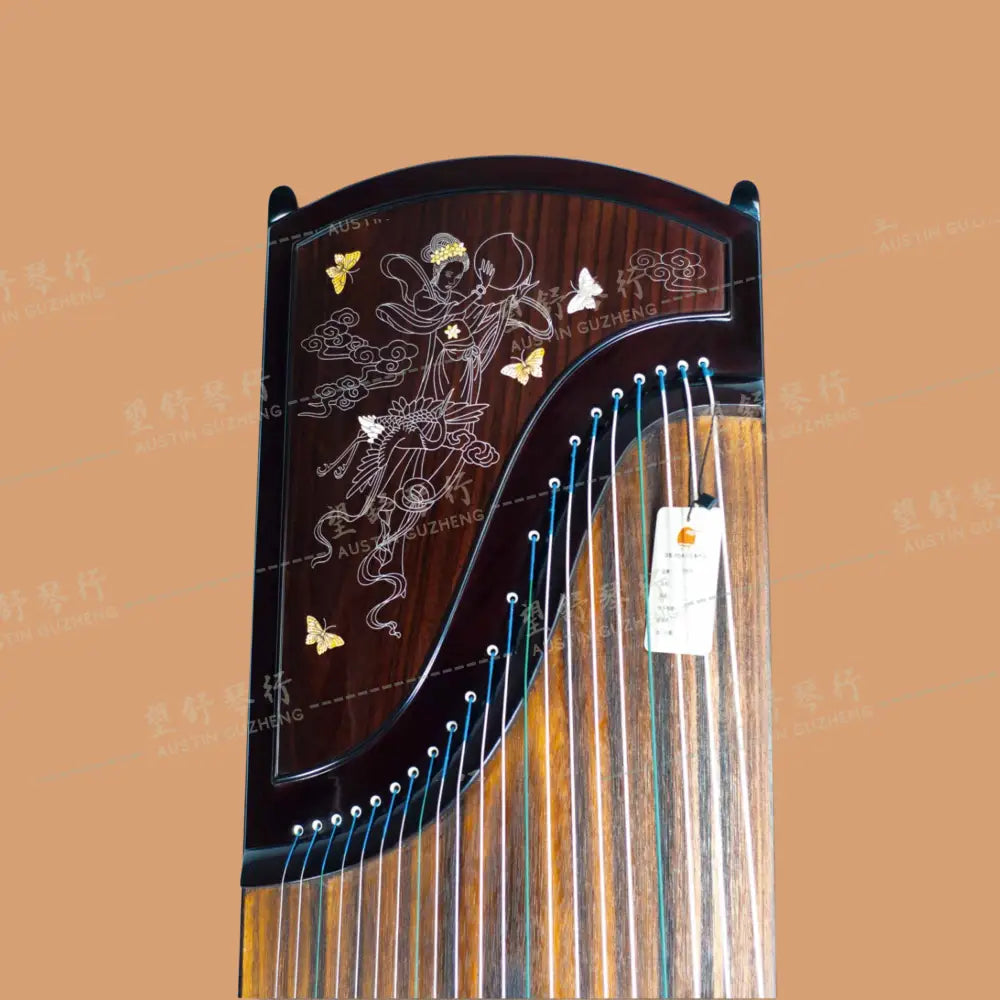 Huali Guzheng 上海华黎古筝 East Indian Rosewood 阔叶黄檀 silver thread and shell inlay 银丝彩贝沉鱼落雁 East Indian Rosewood 阔叶黄檀