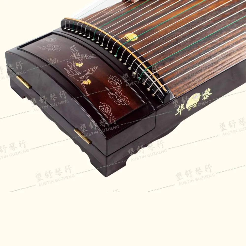 Huali Guzheng 上海华黎古筝 East Indian Rosewood 阔叶黄檀 silver thread and shell inlay 银丝彩贝沉鱼落雁 East Indian Rosewood 阔叶黄檀