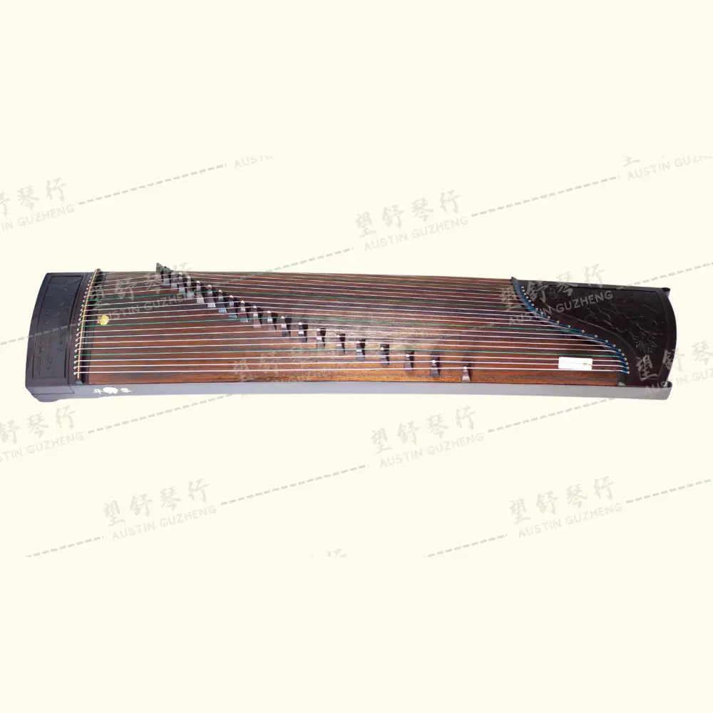 Huali Guzheng 上海华黎古筝 East Indian Rosewood 阔叶黄檀 with sculpted lotus flowers 木浮雕步步生莲 East Indian Rosewood 阔叶黄檀