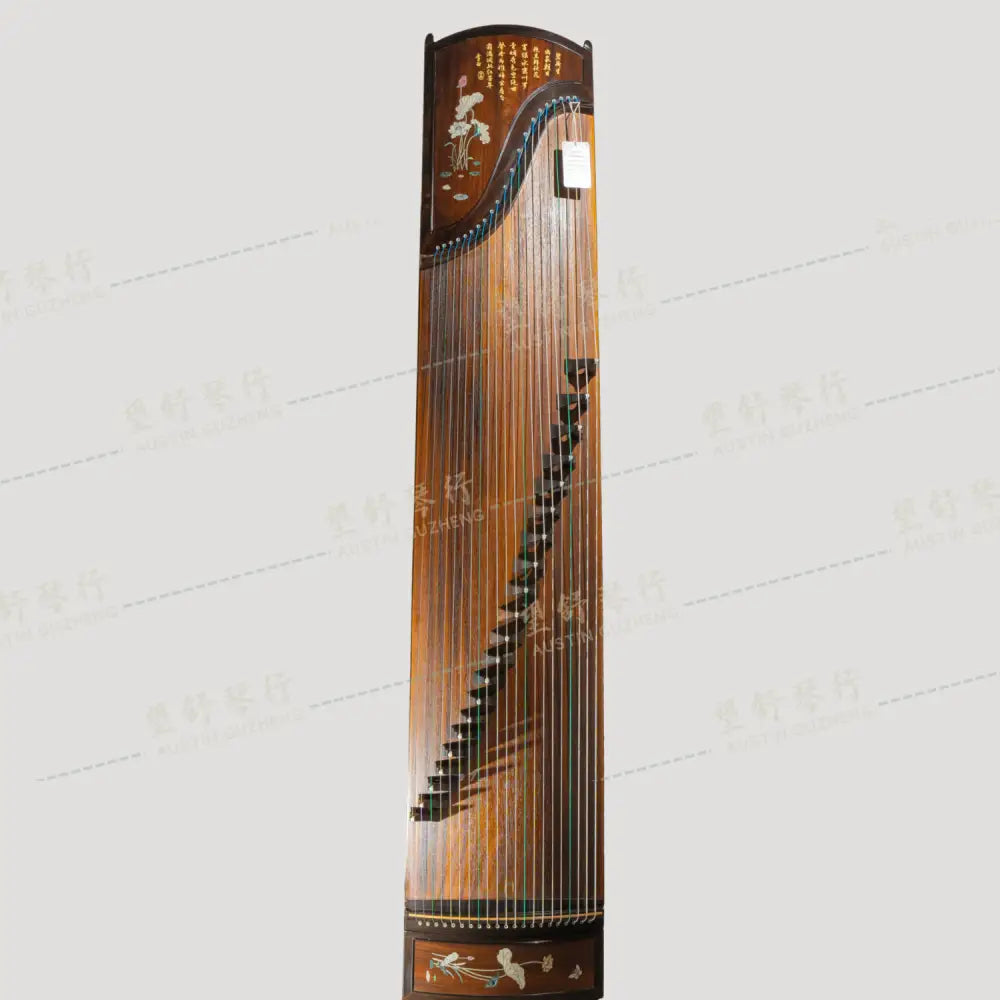 Huali Guzheng 上海华黎古筝 Ebony Wood 黑檀 with bone powder carving calligraphy and shell inlay 骨雕书法贝雕 Ebony 黑檀