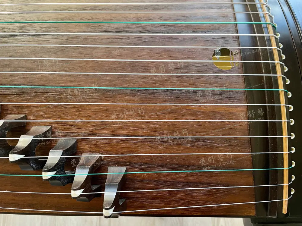 Huali Guzheng 上海华黎古筝 Ebony Wood 黑檀 with sculpted lotus flowers 木浮雕步步生莲 Ebony 黑檀