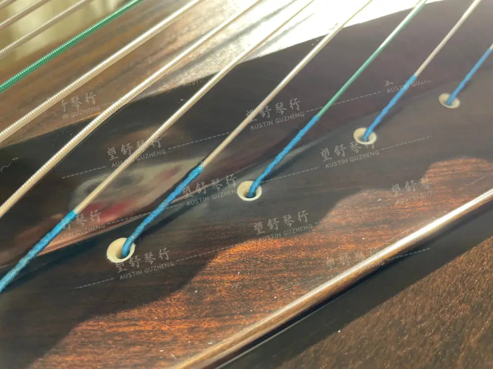 Huali Guzheng 上海华黎古筝 Ebony Wood 黑檀 with shell inlay birds and flowers 贝雕鸟语花香 Ebony 黑檀