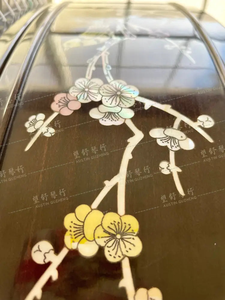 Huali Guzheng 上海华黎古筝 Ebony Wood 黑檀 with shell inlay birds and flowers 贝雕鸟语花香 Ebony 黑檀
