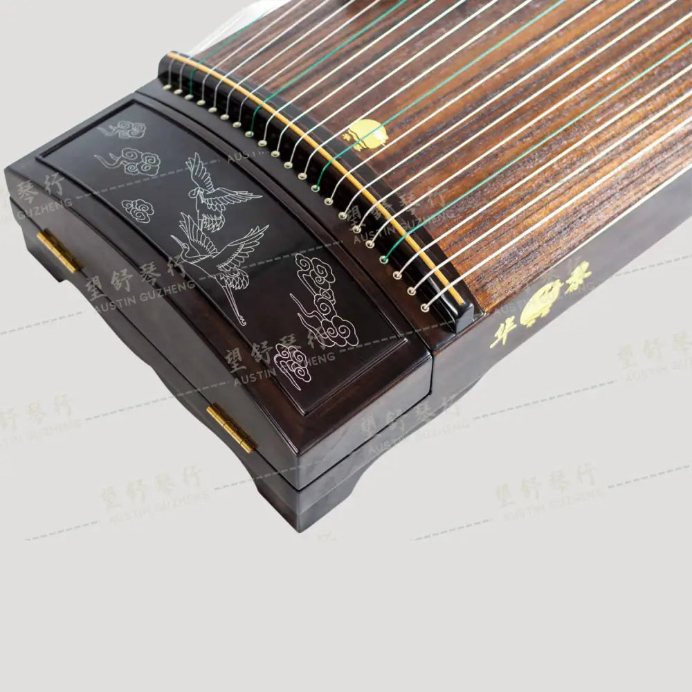 Huali Guzheng 上海华黎古筝 Ebony Wood 黑檀 with Silver Thread 银丝沉鱼落雁 Ebony 黑檀