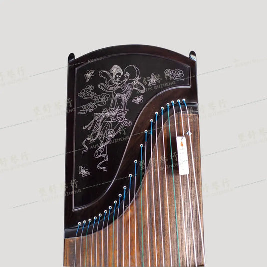 Huali Guzheng 上海华黎古筝 Ebony Wood 黑檀 with Silver Thread 银丝沉鱼落雁 Ebony 黑檀