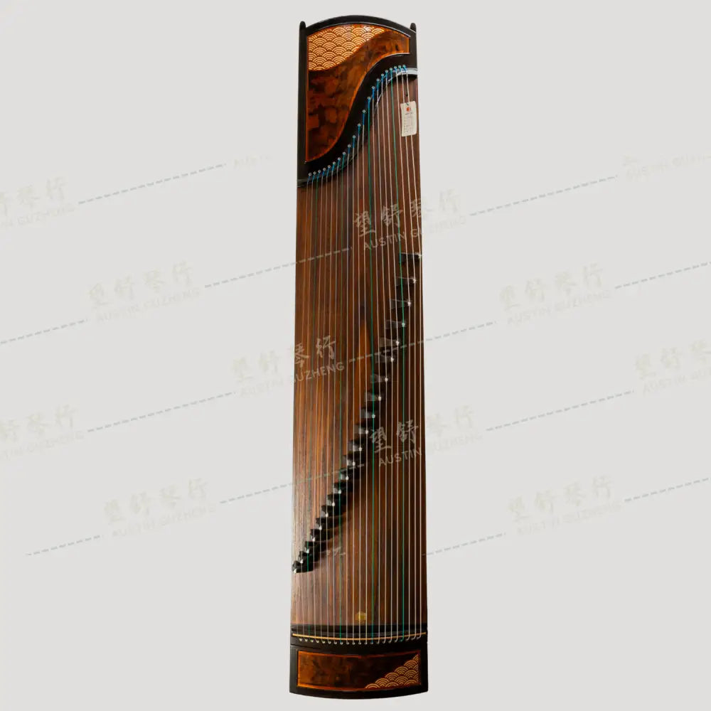 Huali Guzheng 上海华黎古筝 Ebony Wood 黑檀 with waves veneer 木皮画大浪淘沙 Ebony 黑檀