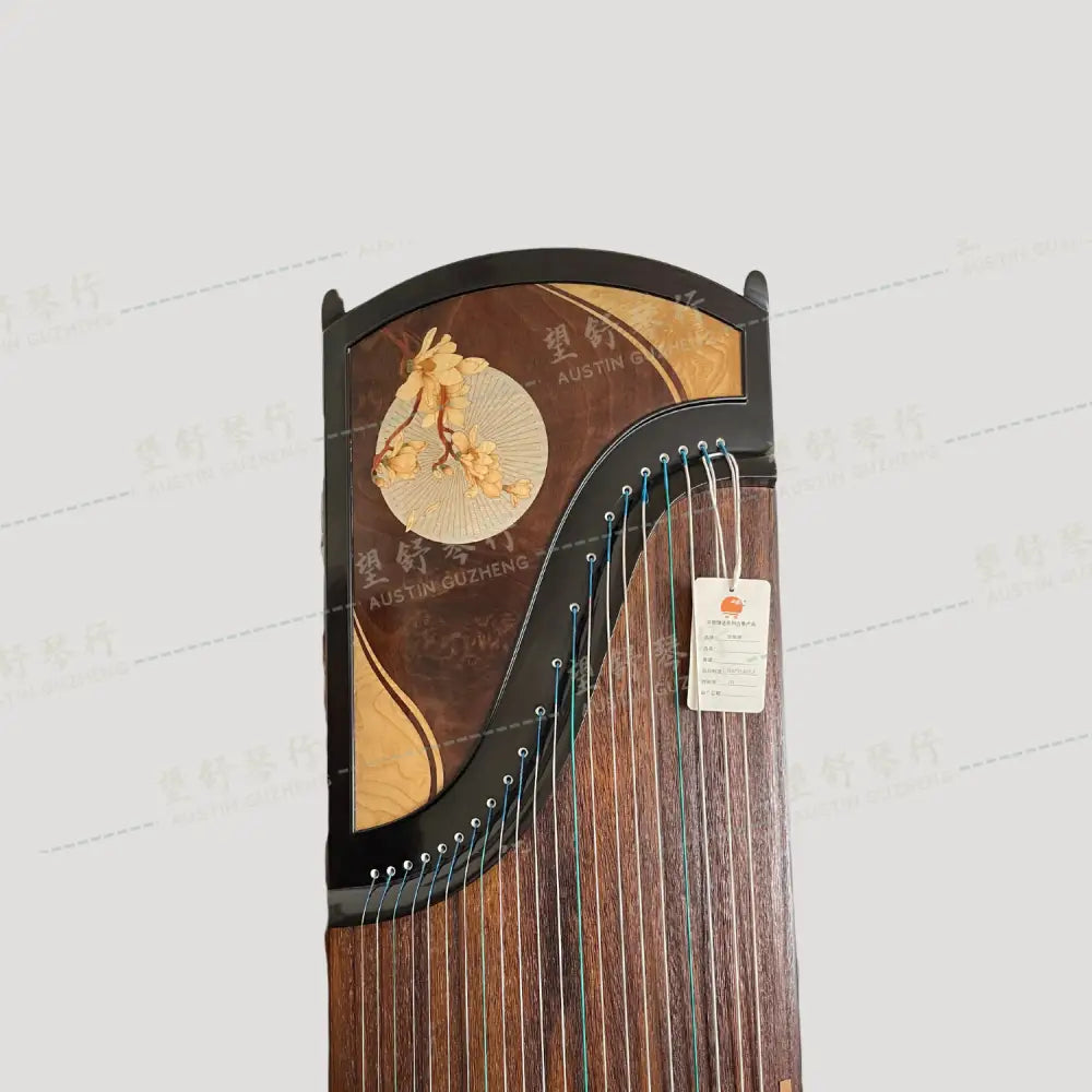 Huali Guzheng 上海华黎古筝 Ebony Wood with Wood Veneer Flowers 黑檀木皮画海棠花 Ebony 黑檀