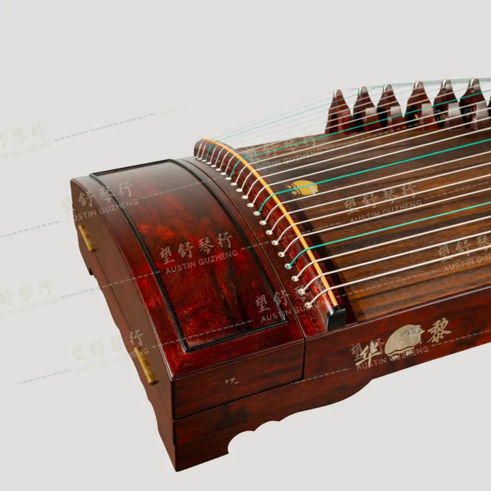 Huali Guzheng 上海华黎古筝 Indian Rosewood Pterocarpus santalinus 印度小叶紫檀素面 Pterocarpus santalinus 印度小叶紫檀