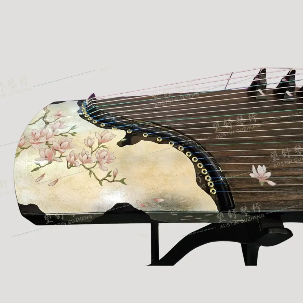 Huali Guzheng 上海华黎古筝 Madagascar Rosewood 玫瑰紫檀 Silver Foil With Lacquer Painting 银箔漆画 Madagascar Rosewood 玫瑰紫檀