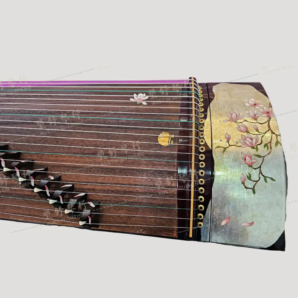 Huali Guzheng 上海华黎古筝 Madagascar Rosewood 玫瑰紫檀 Silver Foil With Lacquer Painting 银箔漆画 Madagascar Rosewood 玫瑰紫檀