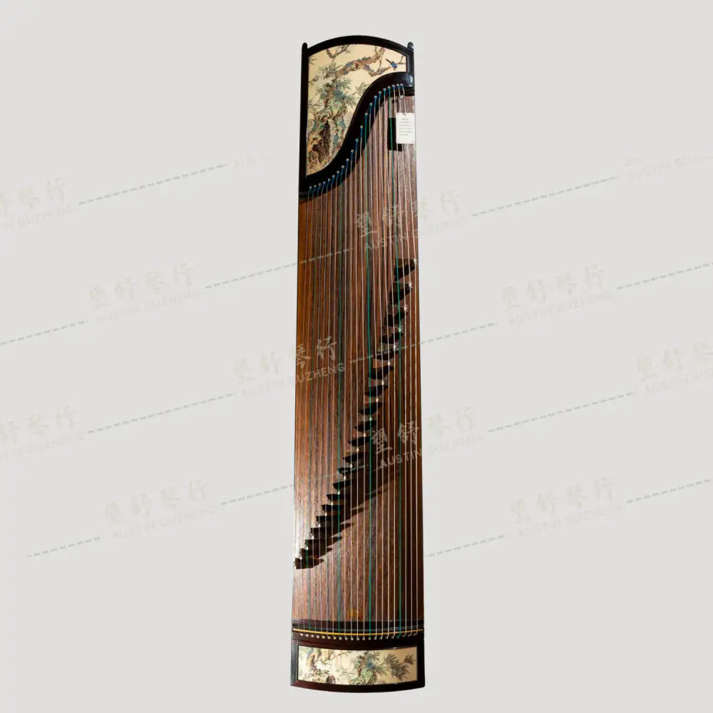 Huali Guzheng 上海华黎古筝 Madagascar Rosewood with Chinese Painting Print 玫瑰紫檀漆画梅竹雀语 Madagascar Rosewood 玫瑰紫檀