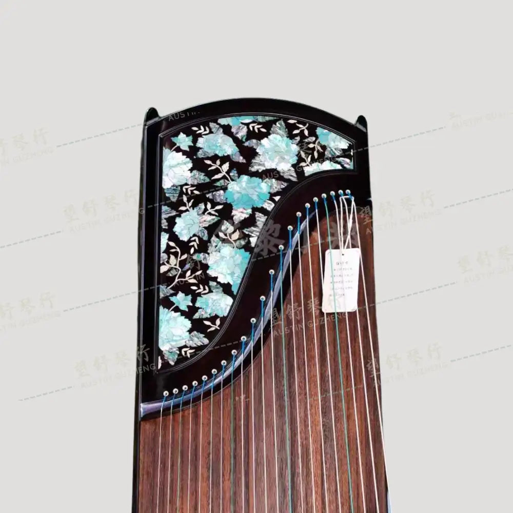 Huali Guzheng 上海华黎古筝 Madagascar Rosewood with Pearl Inlay Flowers 玫瑰紫檀贝雕蔚蓝满园 Madagascar Rosewood 玫瑰紫檀