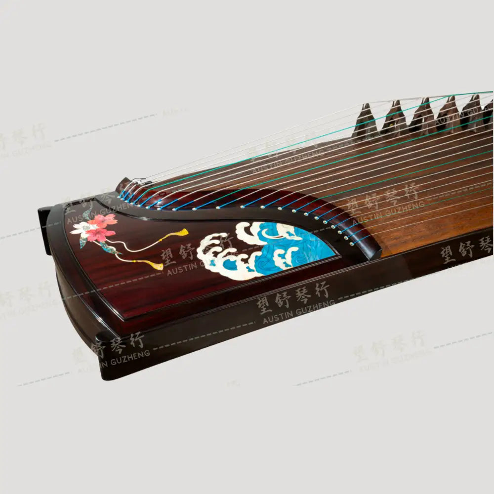 Huali Guzheng 上海华黎古筝 Madagascar Rosewood with Pearl Inlay Waves 玫瑰紫檀贝雕海之波澜 Madagascar Rosewood 玫瑰紫檀