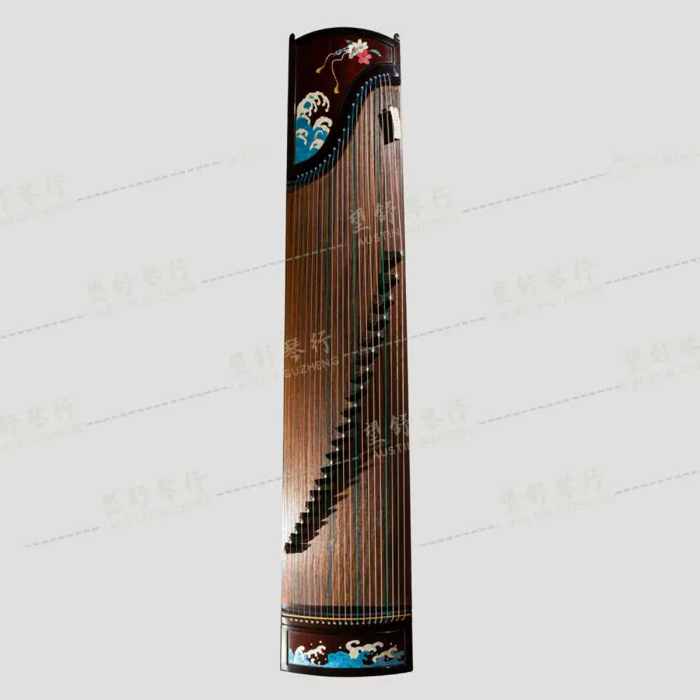 Huali Guzheng 上海华黎古筝 Madagascar Rosewood with Pearl Inlay Waves 玫瑰紫檀贝雕海之波澜 Madagascar Rosewood 玫瑰紫檀