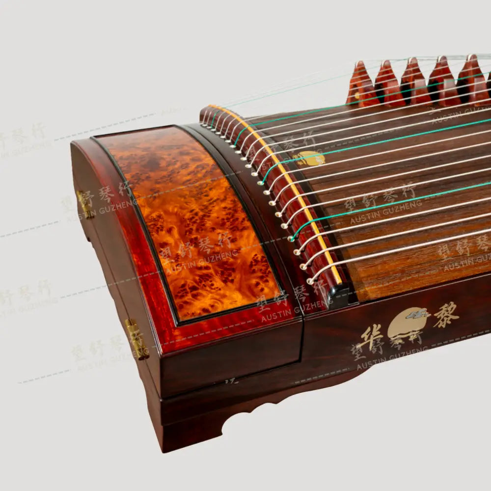 Huali Guzheng 上海华黎古筝 Zambia Rosewood With Knot Veneer 血檀木瘤 Zambia Rosewood 血檀