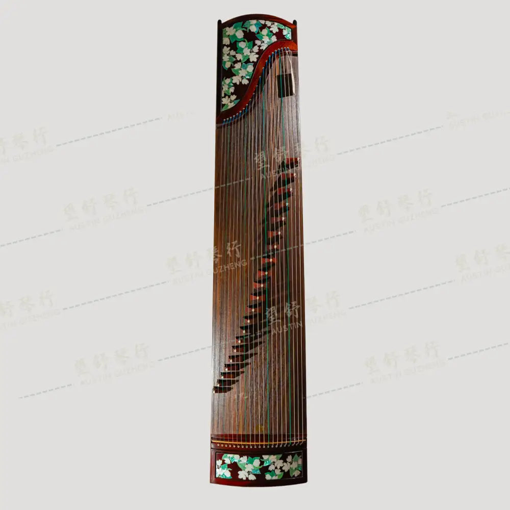 Huali Guzheng 上海华黎古筝 Zambia Rosewood with Pearl Inlay Flowers 血檀贝雕茉莉芬芳 Zambia Rosewood 血檀