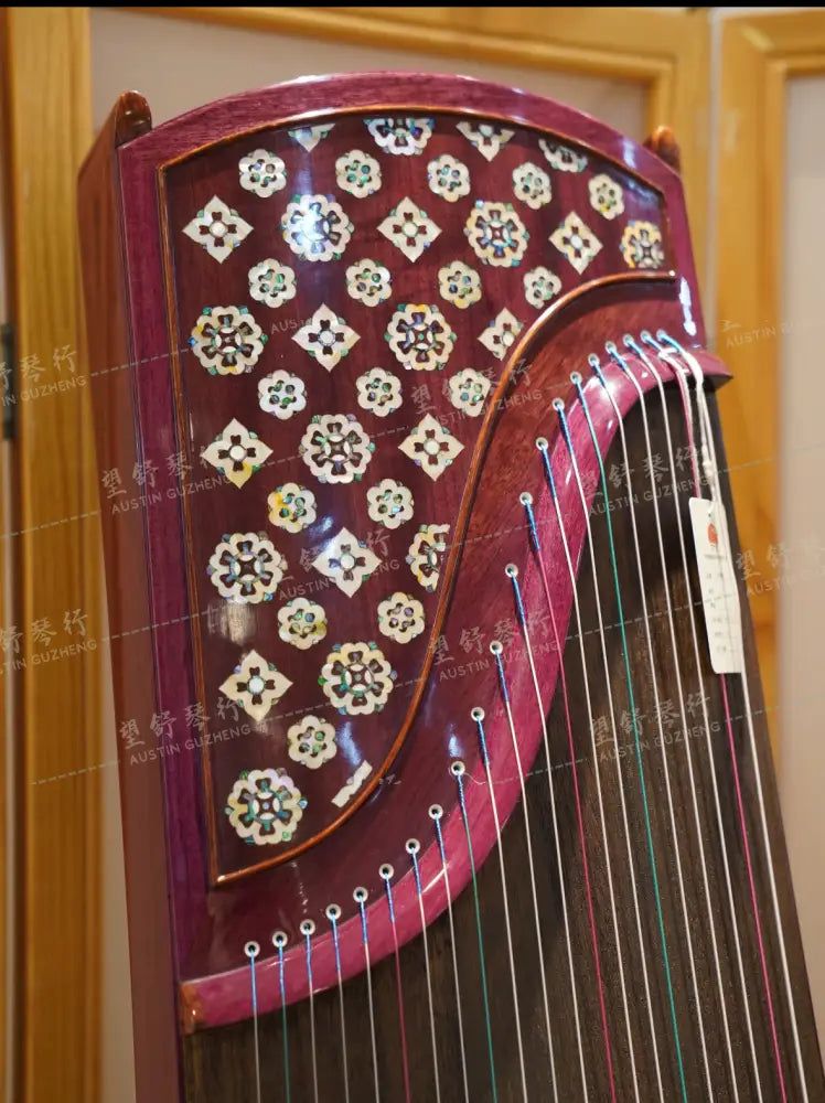 Huali 华黎｜Purple Bubinga 紫花梨 shell inlay 贝雕宝相花 华光 “Huaguang” Bubinga 花梨木