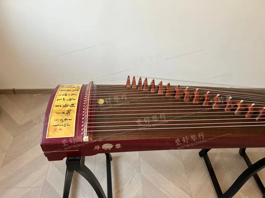 [teaching-like new] Huali Guzheng 上海华黎古筝 Purple Bubinga 紫花梨 calligraphy painting in stock U.S. 漆画书法 美国现货 Bubinga 花梨木