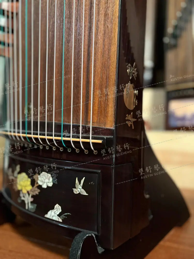 [teaching-like new] Huali 华黎 | East Indian Rosewood 阔叶黄檀 with shell inlay flowers 彩贝国色天香 East Indian Rosewood 阔叶黄檀